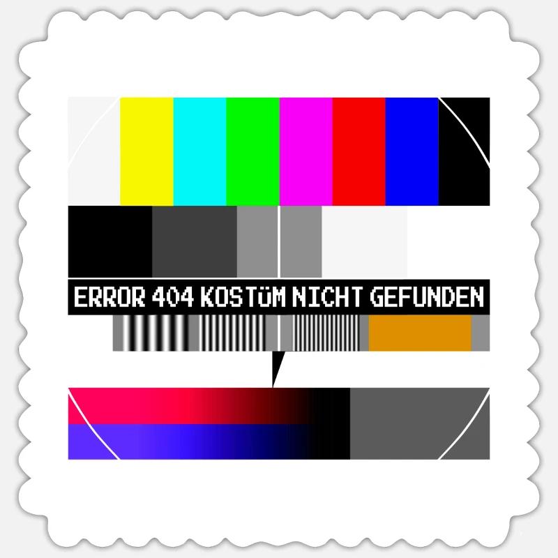 Testbild Error 404 Kostüm Nicht Gefunden Karneval - Sticker Größe S (10 x 10 cm) - Mattweiß