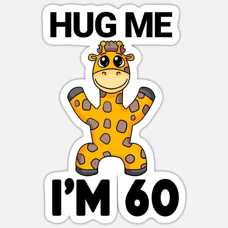 60 ans - 60 ans - câlin - Sticker taille S (10 x 10 cm) - blanc mat