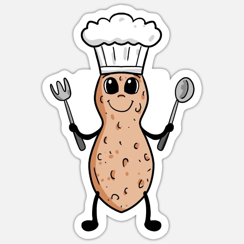 Peanut Chef Cooking Restaurant Gift - Sticker size S (10 x 10 cm) - white matte