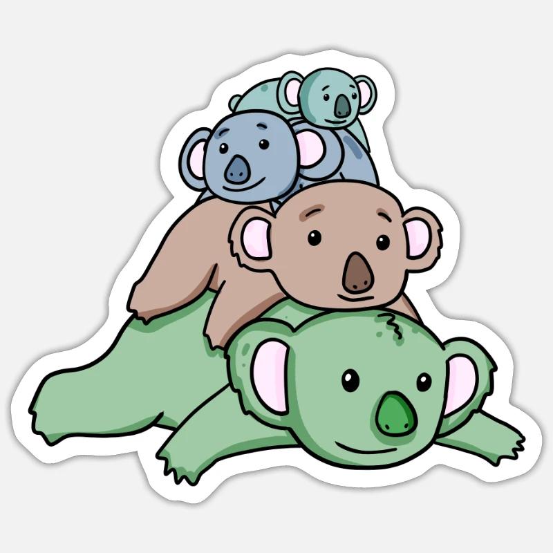 Koalas mignons - Sticker taille S (10 x 10 cm) - blanc mat