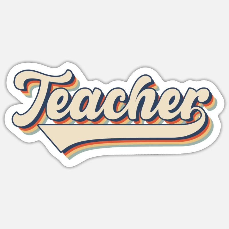 Professeur Lehrer Retro - Sticker taille S (10 x 10 cm) - blanc mat