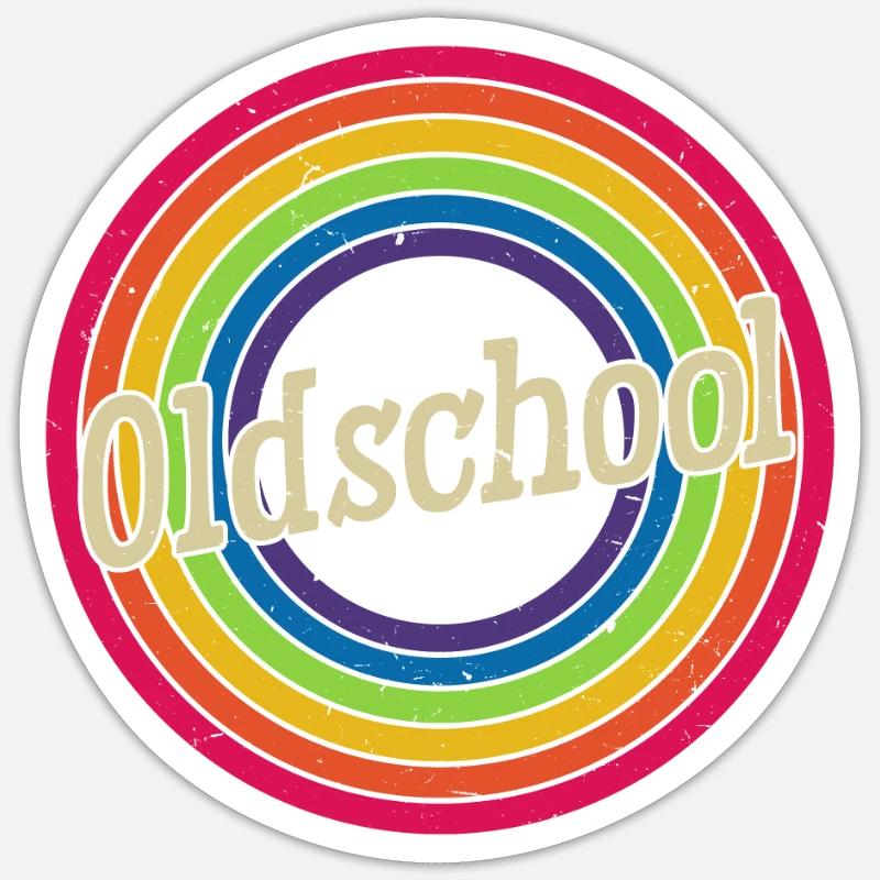 Old School Limited Edition Rainbow Circle Retro - Sticker taille S (10 x 10 cm) - blanc mat