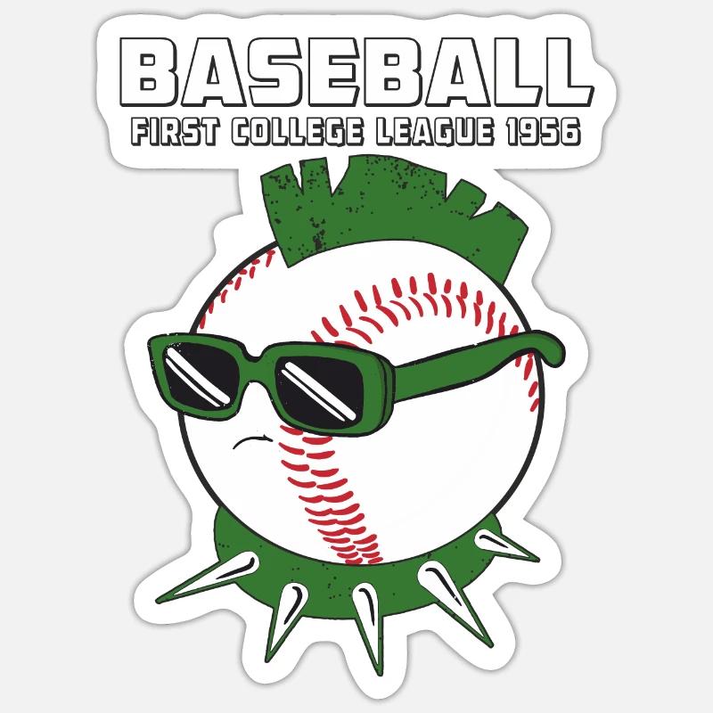 BASE-BALL - Sticker taille S (10 x 10 cm) - blanc mat