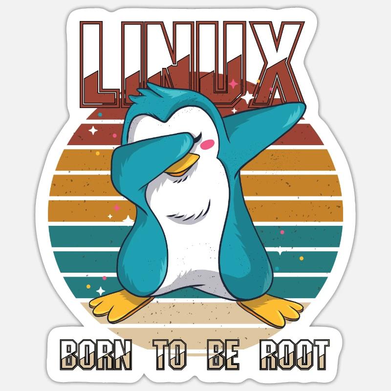 Geek Born To Be Root Linux Penguin Nerd Programmer - Sticker Größe S (10 x 10 cm) - Mattweiß