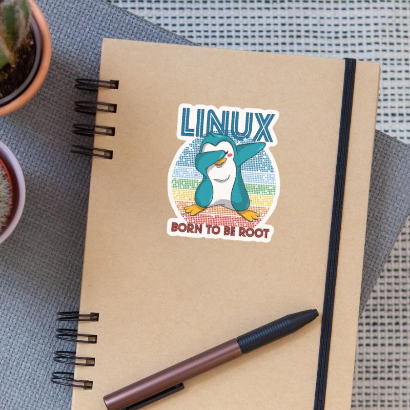Born To Be Root Retro Penguin Linux Nerd Program Sticker taille S (10 x 10 cm)