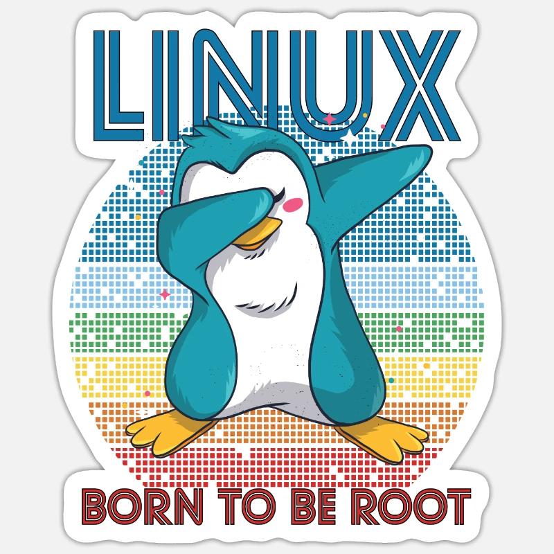 Born To Be Root Retro Penguin Linux Nerd Program Sticker taille S (10 x 10 cm)