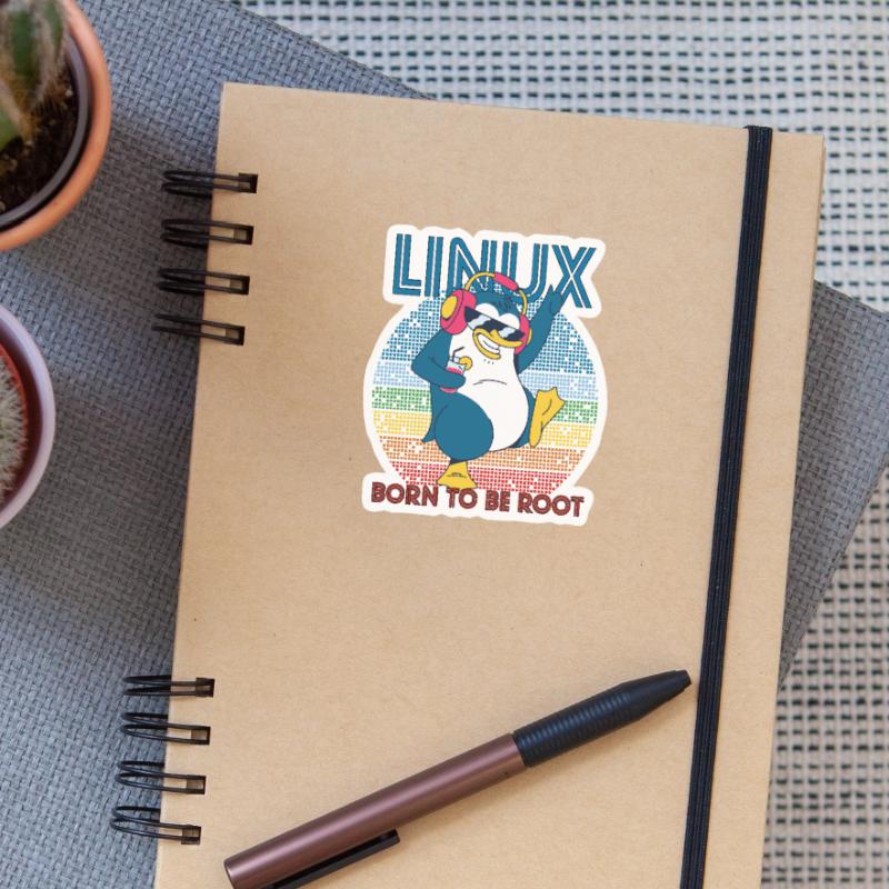 Root Party Penguin Retro Linux Cool Nerd Programmes Sticker taille S (10 x 10 cm)