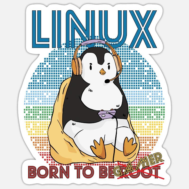 Gamer Linux Born To Be Root Geek Game Programmer A Sticker taille S (10 x 10 cm)