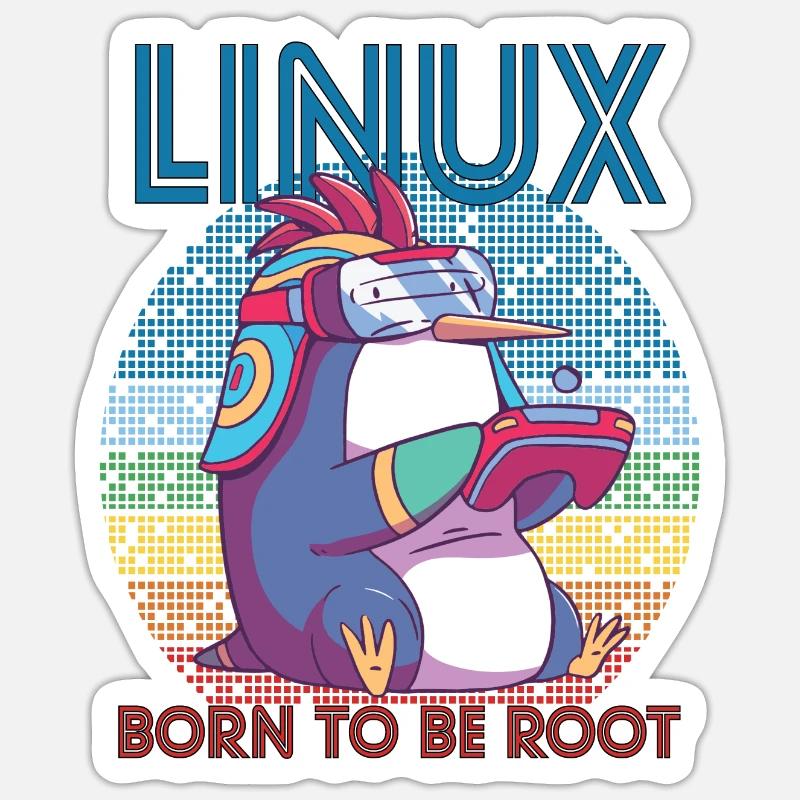 Linux Gamer Penguin Root Party Geek Programmeur Adm Sticker taille S (10 x 10 cm)
