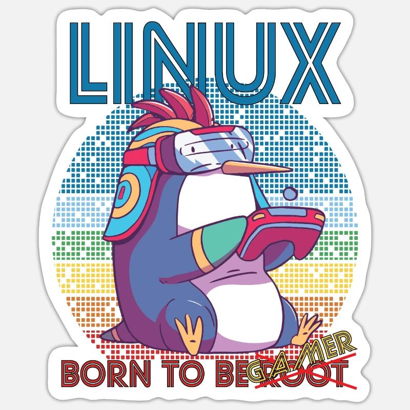 Linux Gamer Born To Be Root Geek Game Programmer A Sticker taille S (10 x 10 cm)