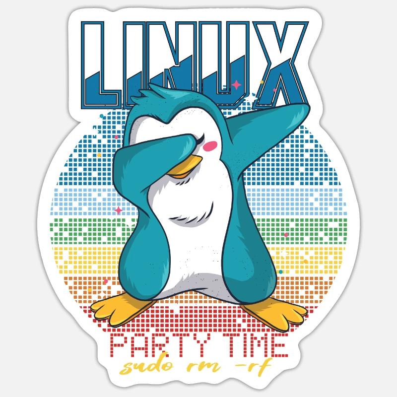 Linux Party Sudo Root Geek Cute Penguin Nerd Progr - Sticker Größe S (10 x 10 cm) - Mattweiß