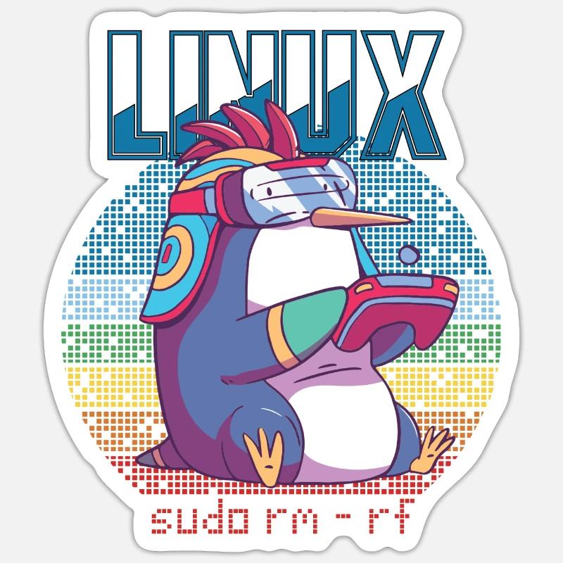 Linux Gamer Sudo Root Geek Admin Penguin Nerd Prog Sticker taille S (10 x 10 cm)