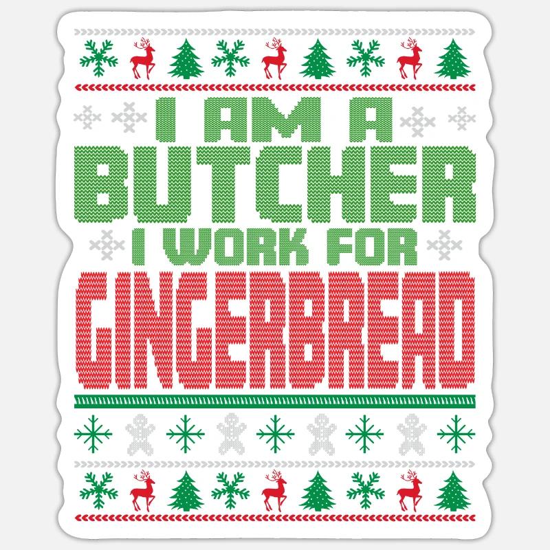 Dicton de Noël de boucher Sticker taille S (10 x 10 cm)