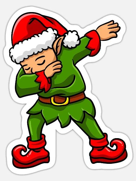 Dabbing Elf Weihnachtself - Sticker Größe S (10 x 10 cm) - Mattweiß