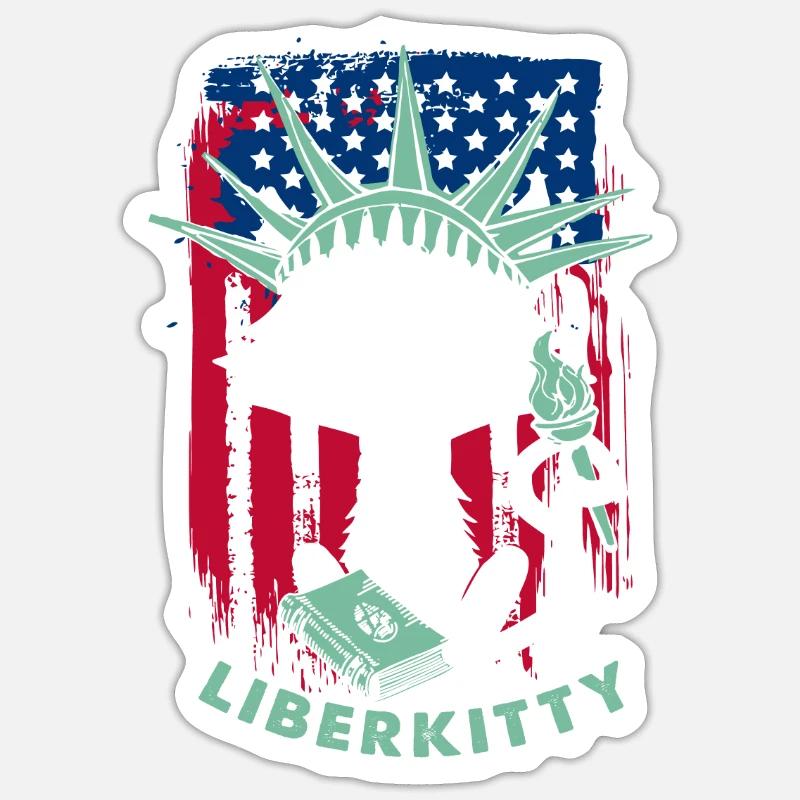 Chat Statue de la Liberté Liberkitty Sticker taille S (10 x 10 cm)