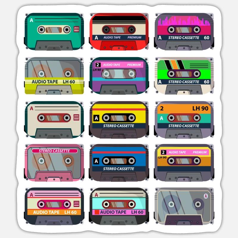 Cassette Mixtape - Sticker Größe S (10 x 10 cm) - Mattweiß