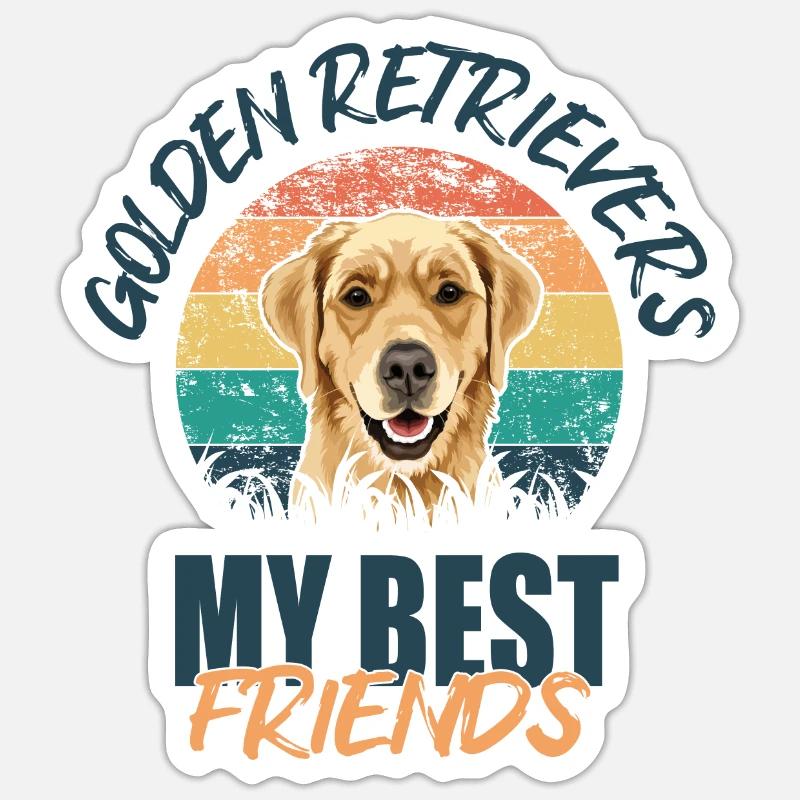 Golden Retrievers - Sticker taille S (10 x 10 cm) - blanc mat