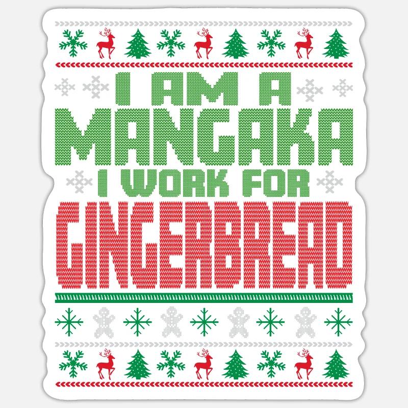 Dicton de Noël Mangaka - Sticker taille S (10 x 10 cm) - blanc mat