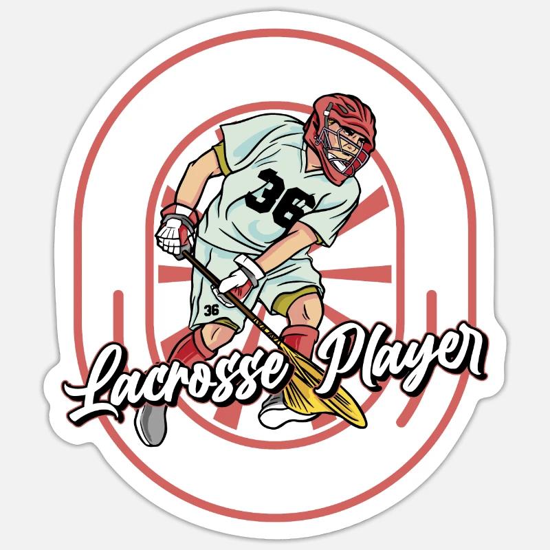 Lacrosse Witzig - Sticker Größe S (10 x 10 cm) - Mattweiß