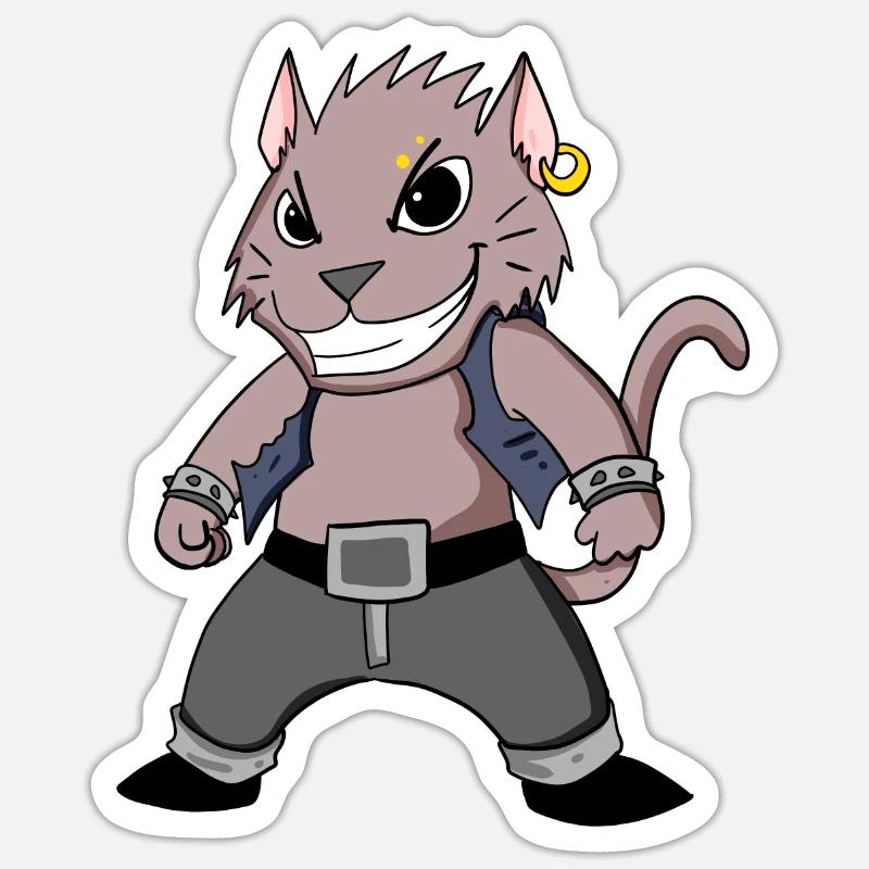 Cool Katze - Sticker Größe S (10 x 10 cm) - Mattweiß