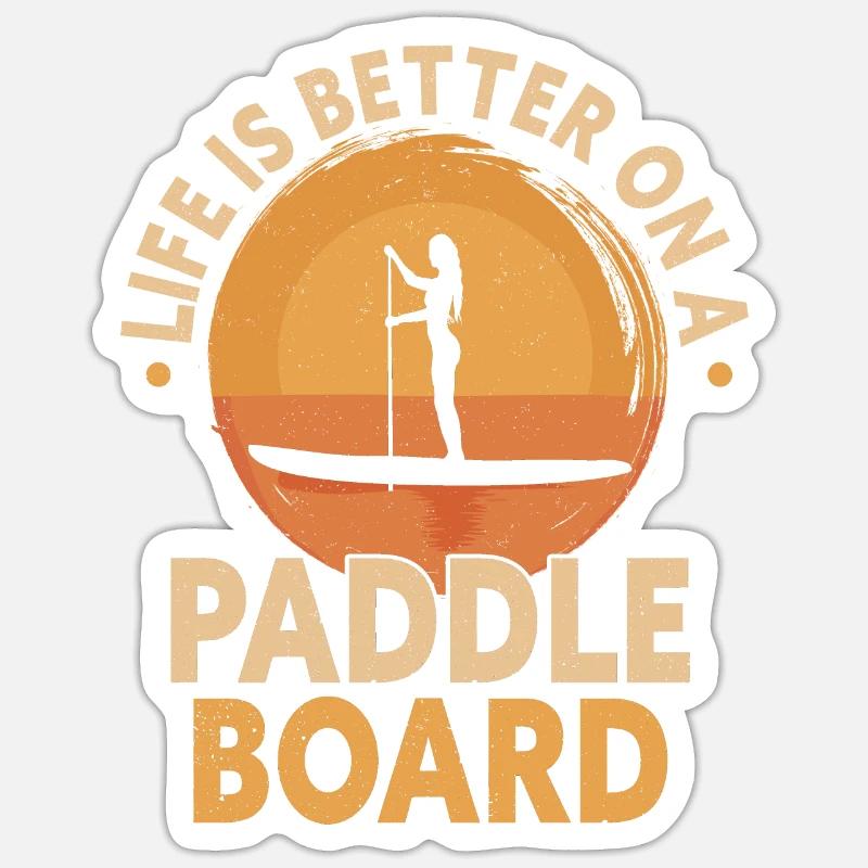 SUP Paddle Board Paddleboarding - Sticker Größe S (10 x 10 cm) - Mattweiß