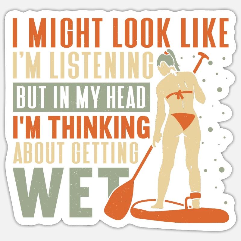 SUP Paddle Board Paddleboarding - Sticker Größe S (10 x 10 cm) - Mattweiß
