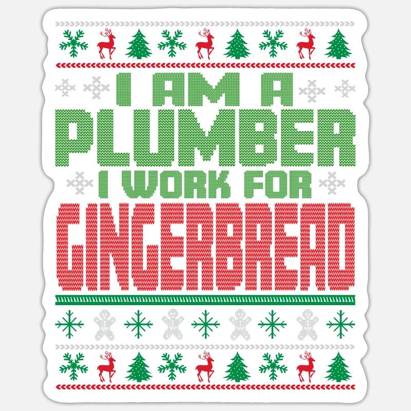 Citation de Noël du plombier - Sticker taille S (10 x 10 cm) - blanc mat