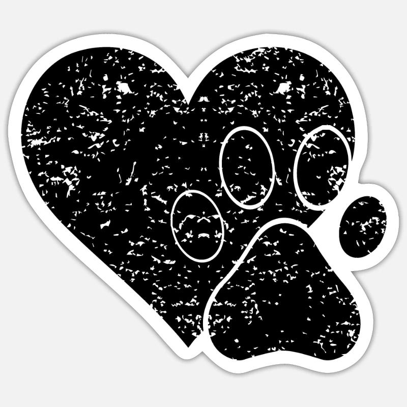 Pfotenherz - Sticker Größe S (10 x 10 cm) - Mattweiß
