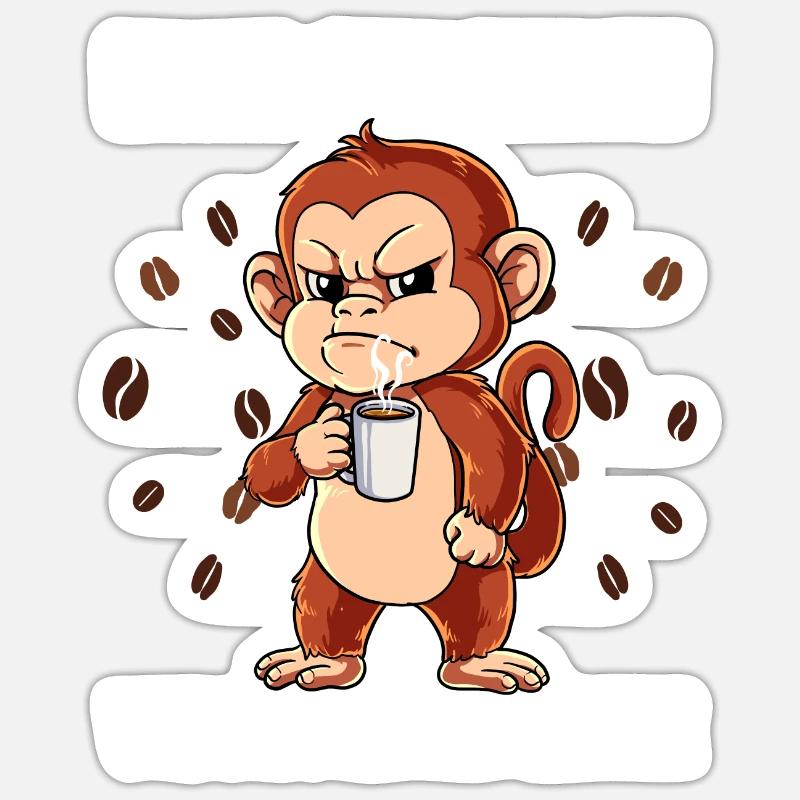 Nicht Ansprechen Vor Dem Ersten Kaffee Affe Sticker Größe S (10 x 10 cm)