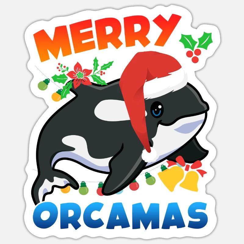 Merry Orcamas Orca Wal - Sticker Größe S (10 x 10 cm) - Mattweiß