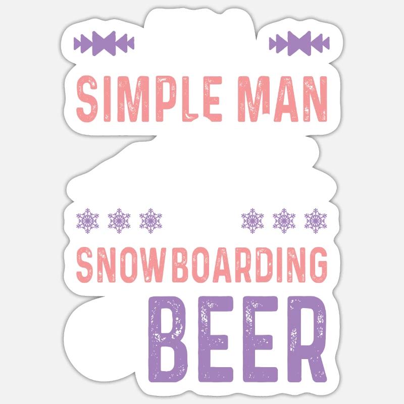 Snowboard et bière - Sticker taille S (10 x 10 cm) - blanc mat