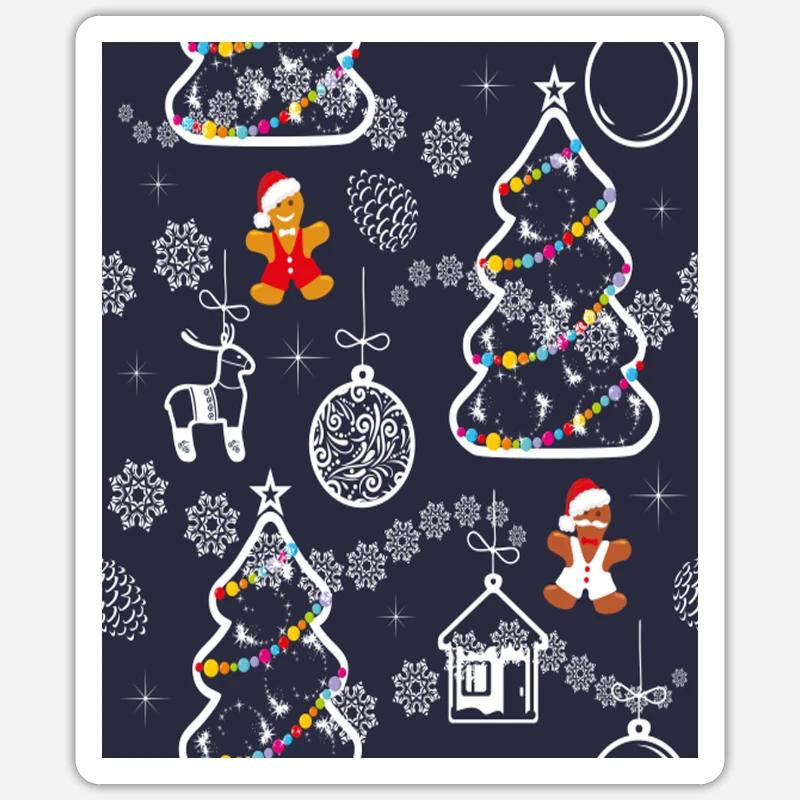 Seamless Festive Pattern With Christmas Tree Sticker size S (10 x 10 cm)