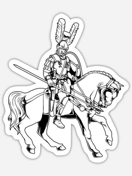 Decurio auf Pferd - Römischer Offizier - Sticker Größe S (10 x 10 cm) - Mattweiß