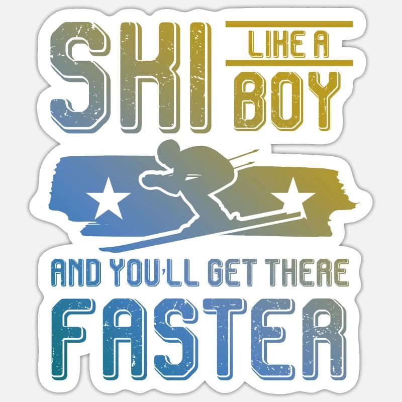Garçon de ski - Sticker taille S (10 x 10 cm) - blanc mat