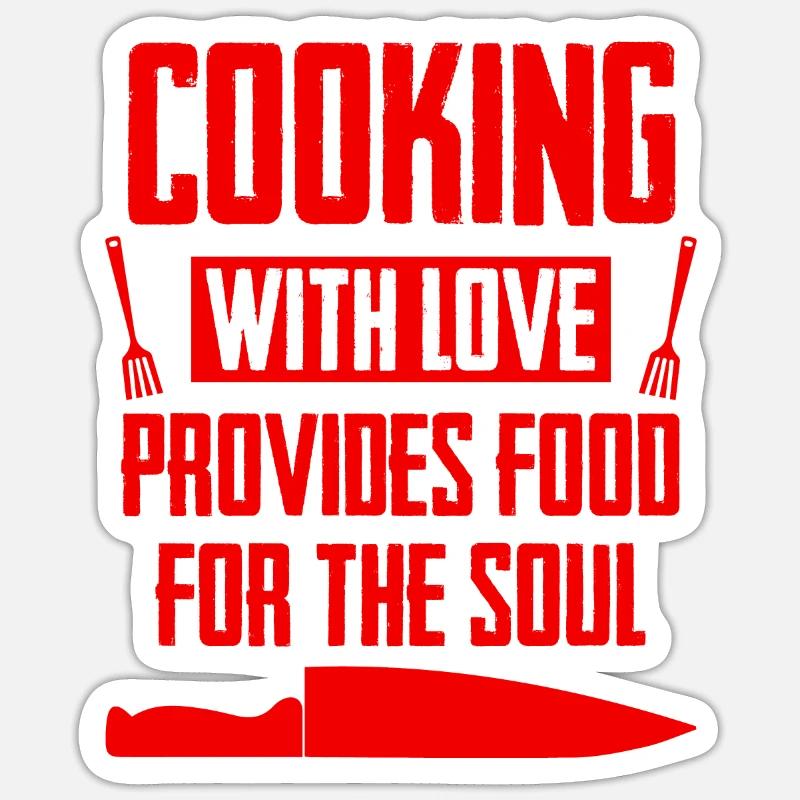 Cuisiner avec amour - Sticker taille S (10 x 10 cm) - blanc mat