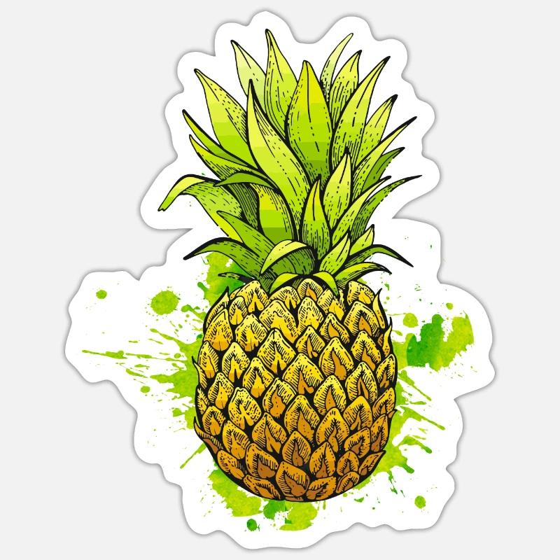 Pineapple / Tropical fruit - Sticker size S (10 x 10 cm) - white matte