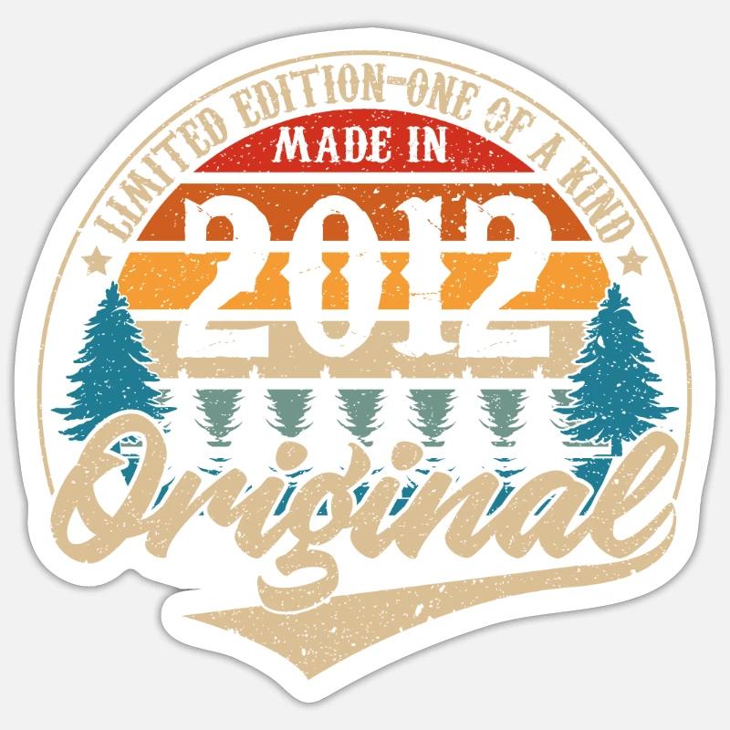 Original Vintage Geburtstag Geschenkidee 2012 - Sticker Größe S (10 x 10 cm) - Mattweiß