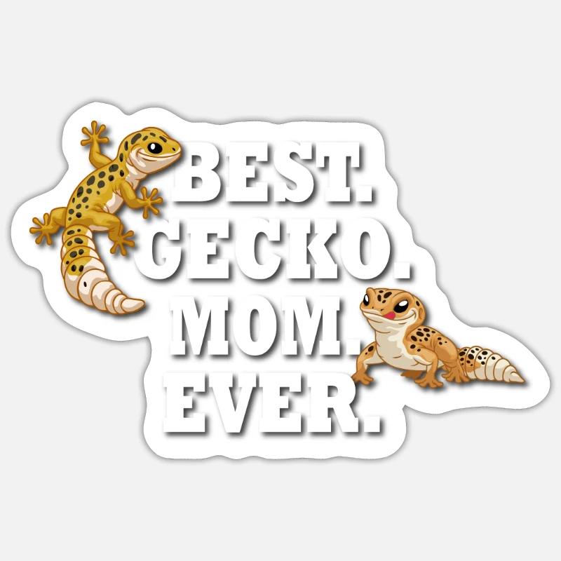 Gecko léopard - Sticker taille S (10 x 10 cm) - blanc mat