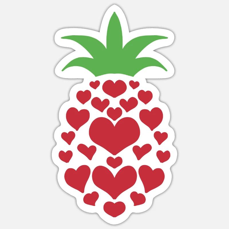 Cœur d’ananas - Sticker taille S (10 x 10 cm) - blanc mat