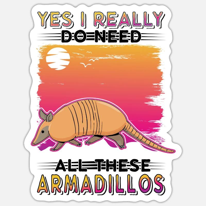Armadillo Geschenk Gürteltier - Sticker Größe S (10 x 10 cm) - Mattweiß