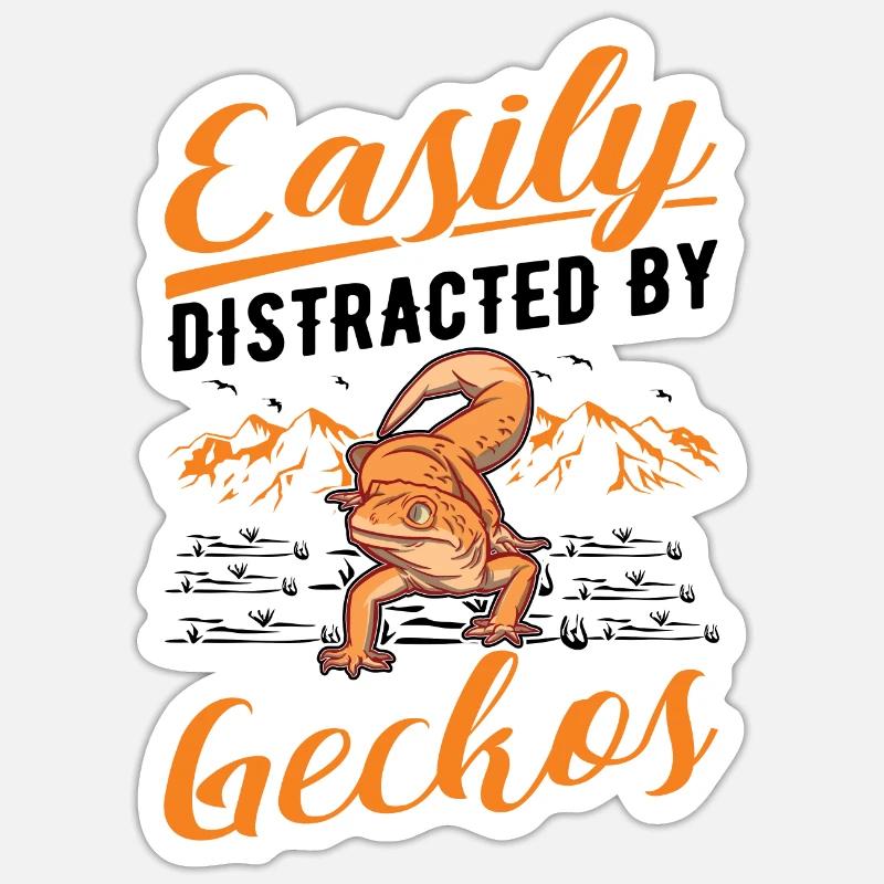 Easily distracted by Geckos Leopardgecko Sticker Größe S (10 x 10 cm)