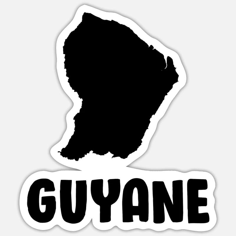Guyane , 973 , Gwiyann , Gwiyan - Sticker taille S (10 x 10 cm) - blanc mat