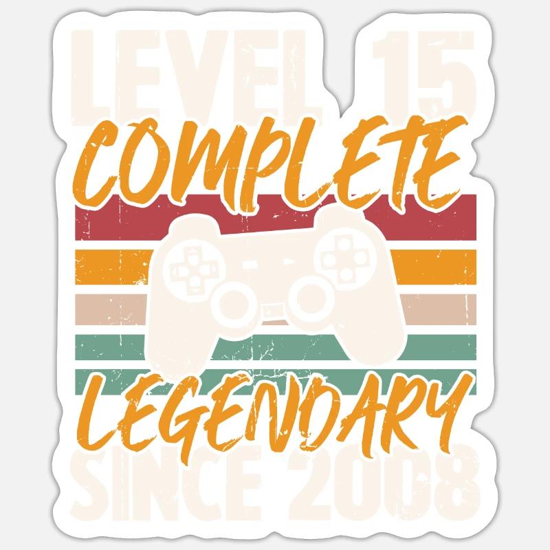Geburtstagsgeschenk, Level 15 Complete 2008 Sticker Größe S (10 x 10 cm)