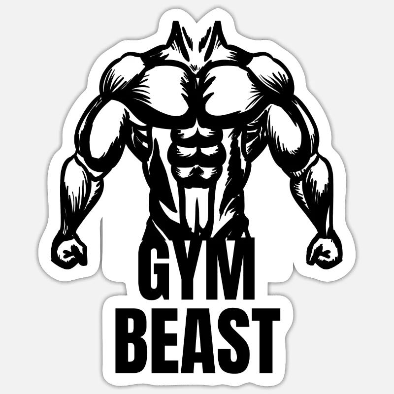 GYM BEAST - Sticker Größe S (10 x 10 cm) - Mattweiß