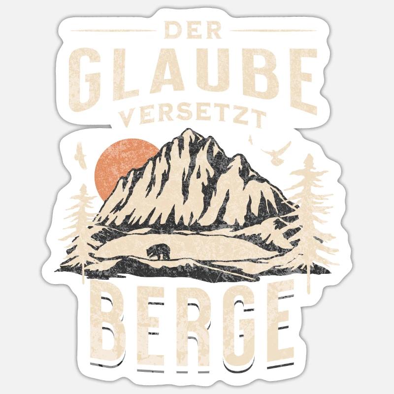 Glaube Versetzt Berge Landschaft - Sticker Größe S (10 x 10 cm) - Mattweiß