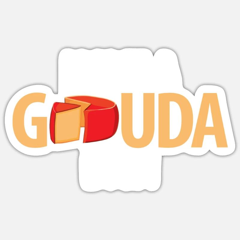 Morceau de fromage Gouda - Sticker taille S (10 x 10 cm) - blanc mat