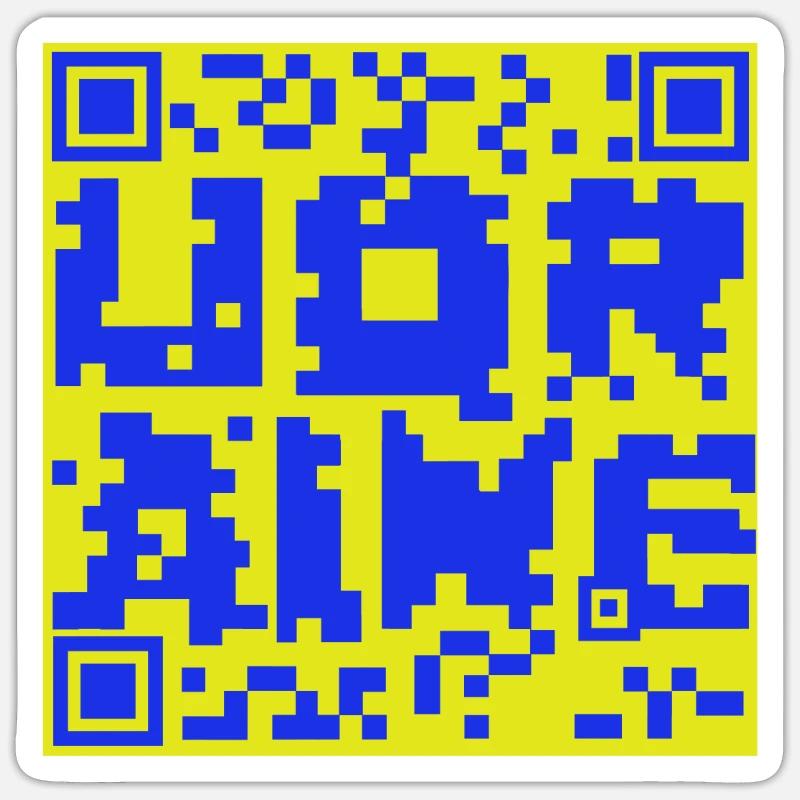 QR Code UQRAINE, Ukraine Flaggen Farbe Design Sticker Größe S (10 x 10 cm)