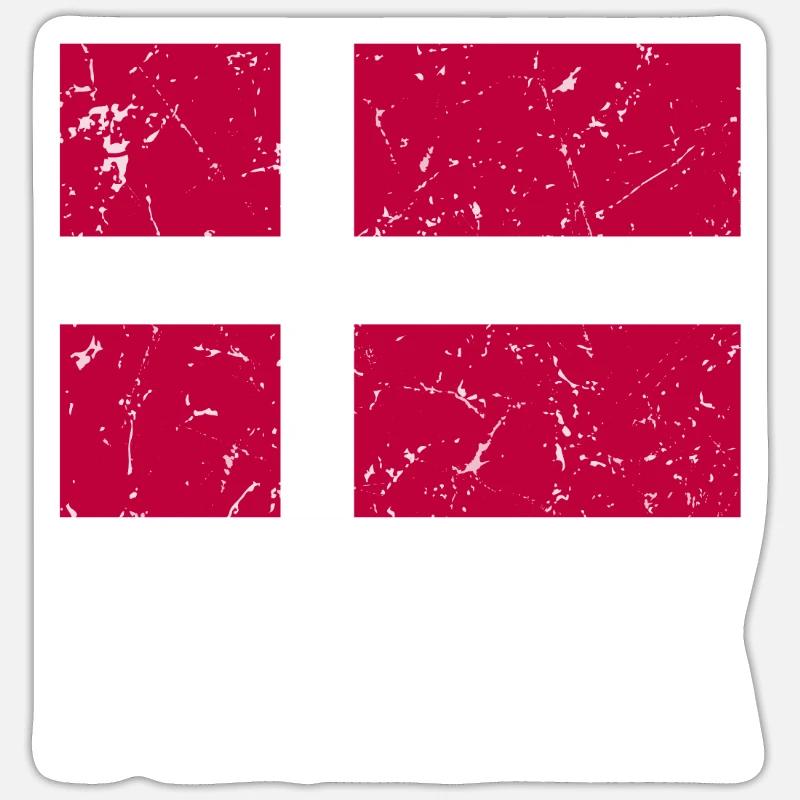 Drapeau du Danemark - Sticker taille S (10 x 10 cm) - blanc mat