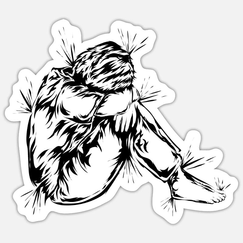 Deuil Dépression - Sticker taille S (10 x 10 cm) - blanc mat