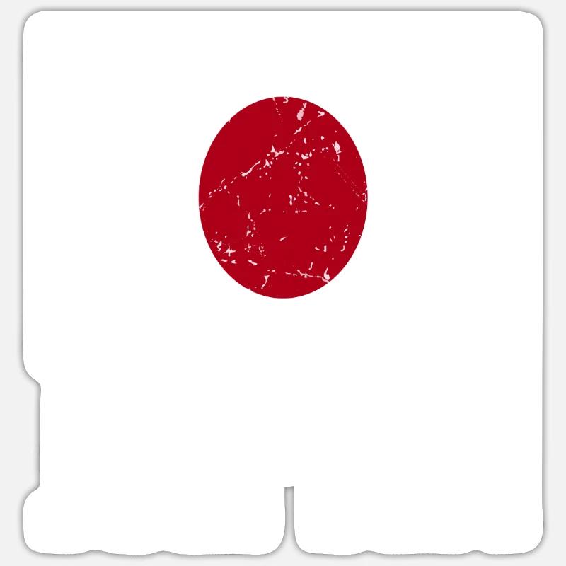 Drapeau du Japon - Sticker taille S (10 x 10 cm) - blanc mat